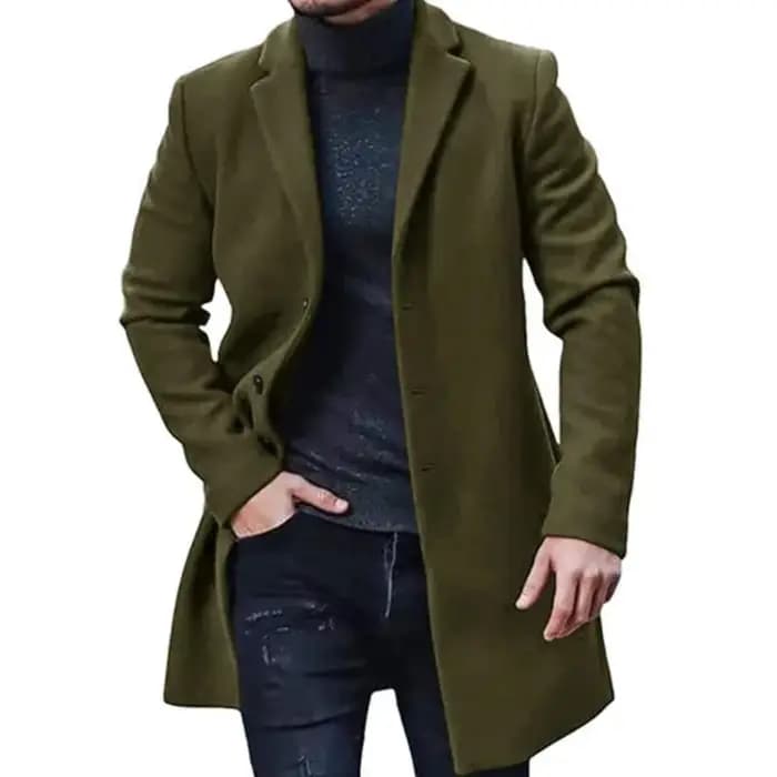 Vestes Streetwear pour hommes, couleur unie, vêtements d'extérieur et manteaux décontractés, simple boutonnage, revers en laine, veste pour printemps et hiver