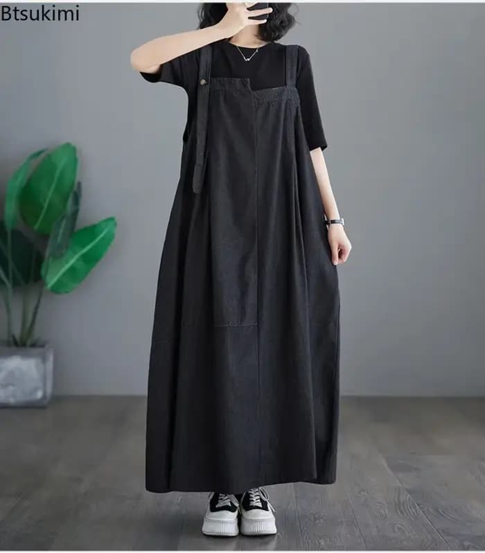 Robe longue à bretelles pour femme grande taille