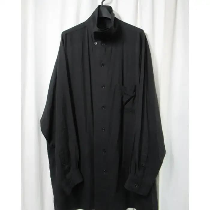TOP-YAMAMOTO ® Chemise japonaise minimaliste à col montant pour hommes, chemise noire ample, décon