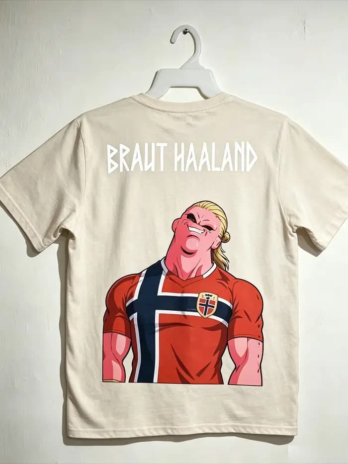 T-shirt graphique drôle Erling Haaland Norvège Majin Buu pour hommes