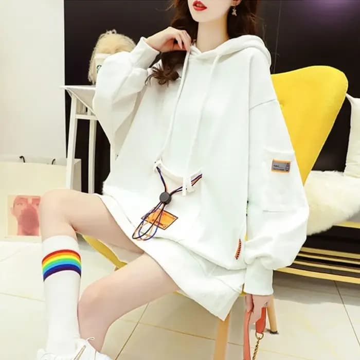 Sweat-shirt à capuche noir pour femme