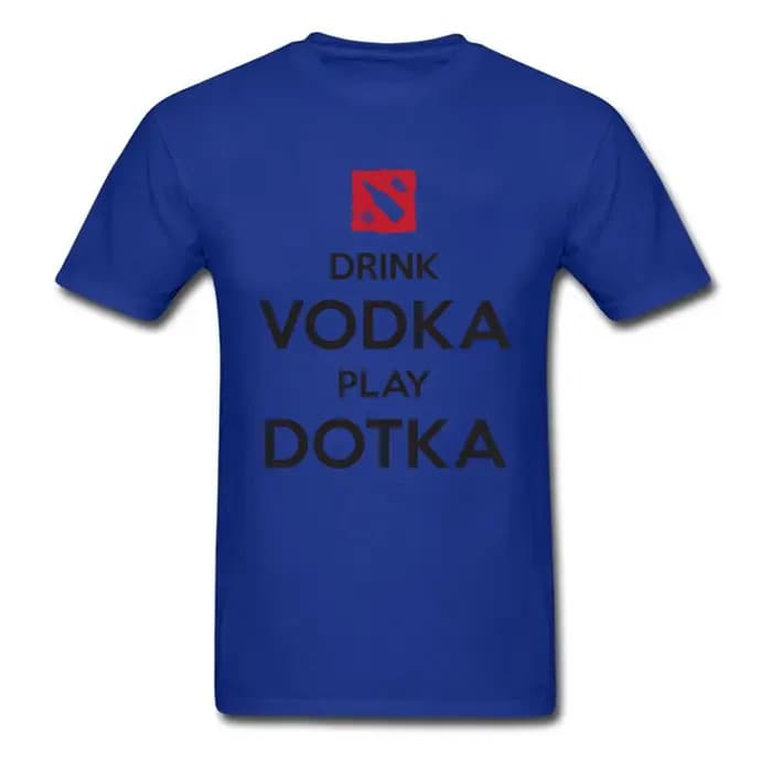 T-Shirt à Col Rond en Coton Blanc pour Homme, Lettres Personnalisées, Vodka Play Dotka