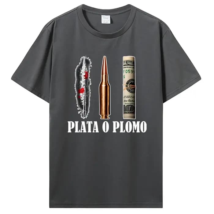 T-shirt pour homme, couleur argent ou plomb, EL Patron