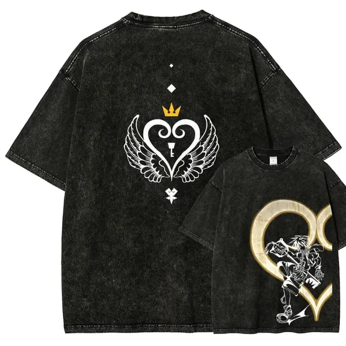 T-shirt en coton surdimensionné double face lavé