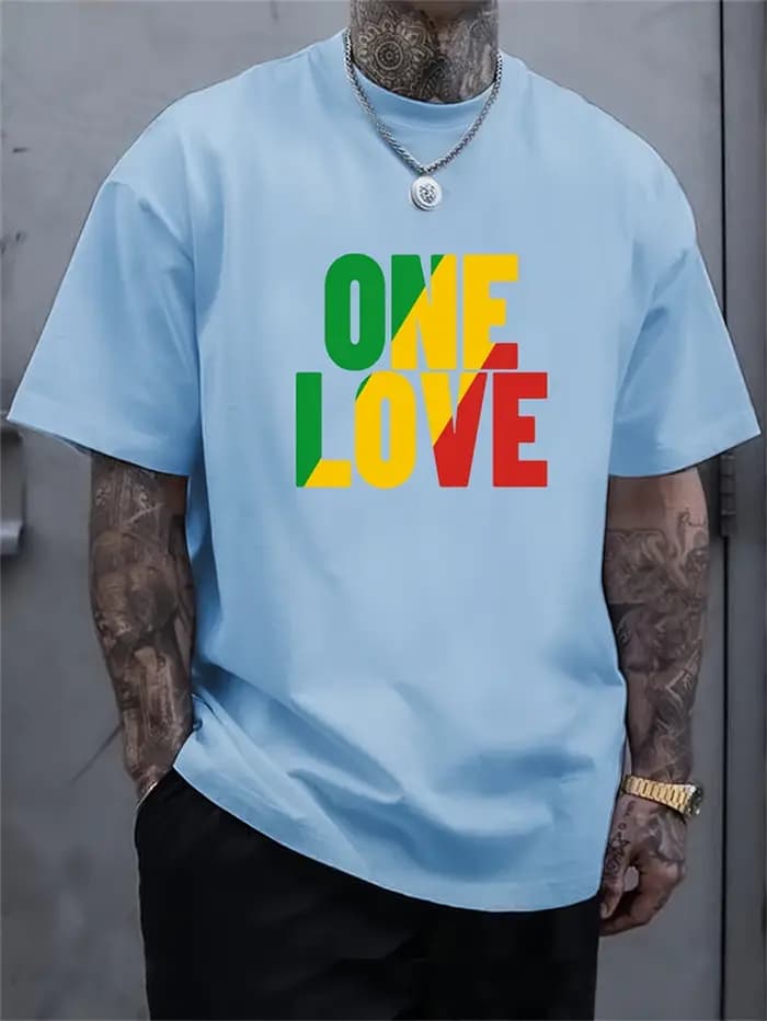 Un amour lettres T-shirts pour hommes mode tendance Streetwear 3D imprimé à manches courtes