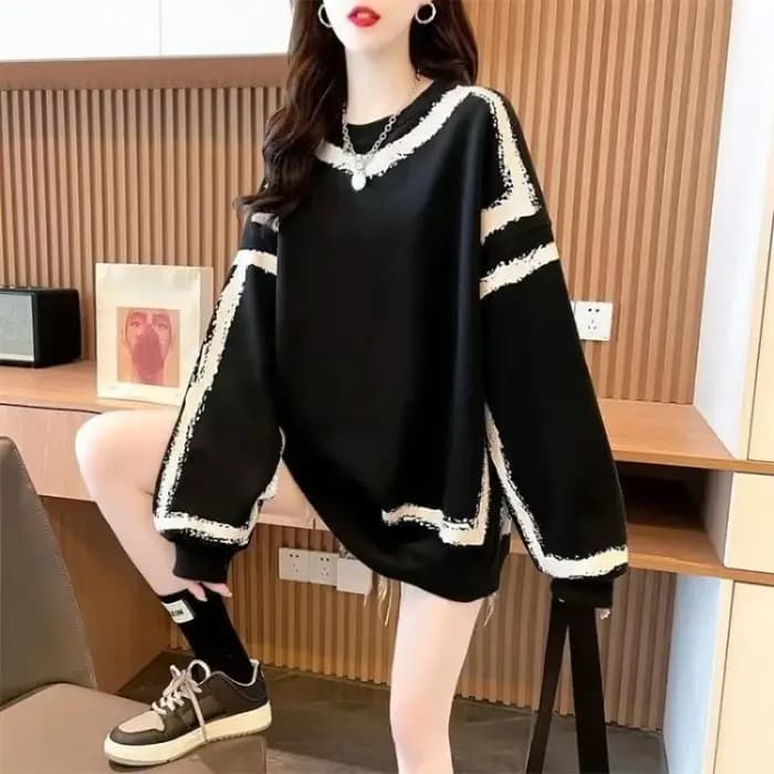 Sweat-shirt femme lettre impression 2025 tendance essentiel esthétique coton texte basique Emo Doodles