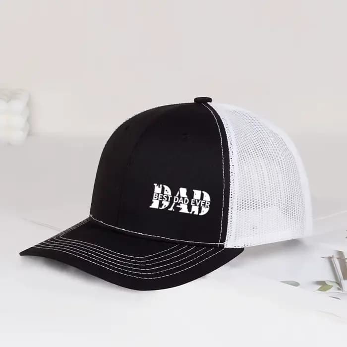 Casquette de baseball en maille respirante réglable avec impression « Best Dad Ever » pour homme, id