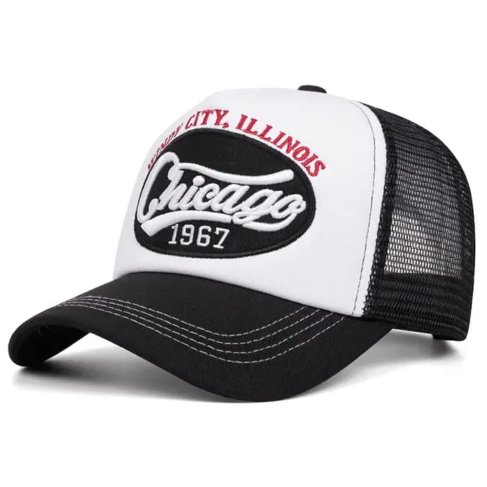 Casquette de baseball en éponge brodée avec lettres Chicago 1967