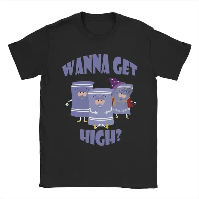 Souths parked Comedy Humorous Merch T-shirt pour hommes et femmes en pur coton imprimé Towelie Wanna