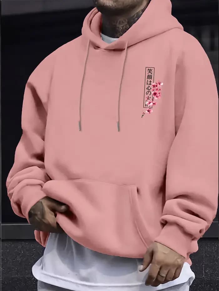 Sweat-shirt à capuche en molleton imprimé pour homme