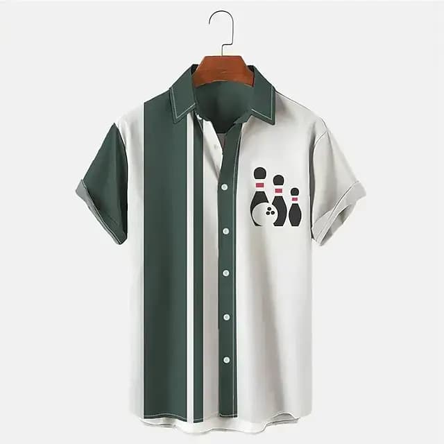 Chemise pour hommes boule de Bowling 3D imprimé revers femmes décontracté mode manches longues chemises bouton Streetwear surdimensionné unisexe vêtements