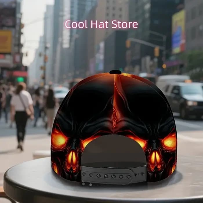 Casquette de baseball réglable avec imprimé crâne Hellfire pour hommes