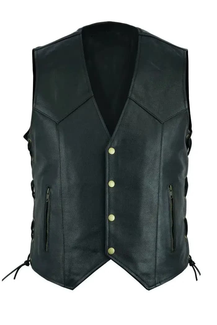 Gilet en cuir Punk mode manteau décontracté moto gilet hommes solide gilet flotte