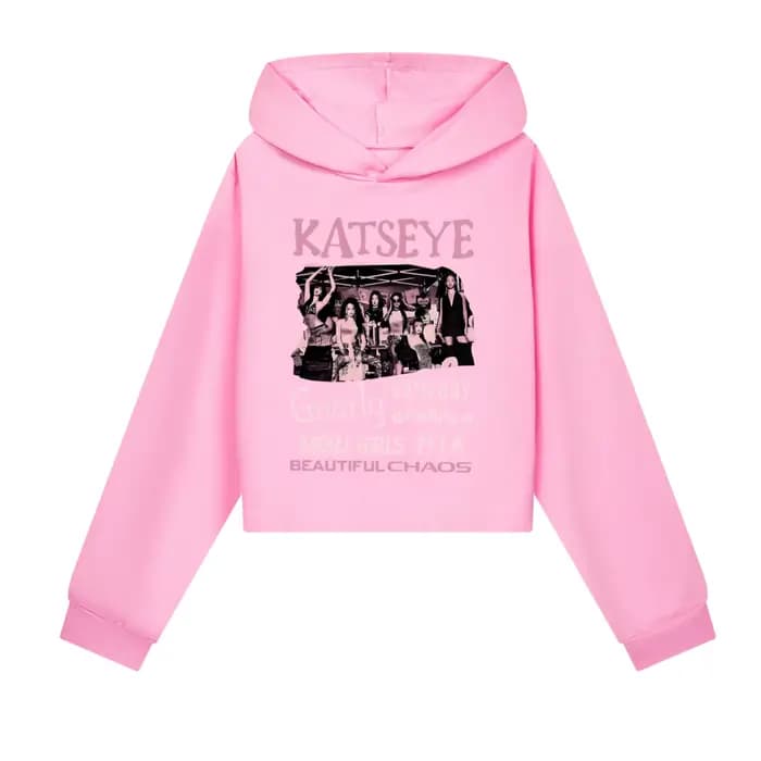 KATSEYE Ensemble sweat à capuche court pour filles, tenue 2 pièces, sweat-shirt court avec pantalon,