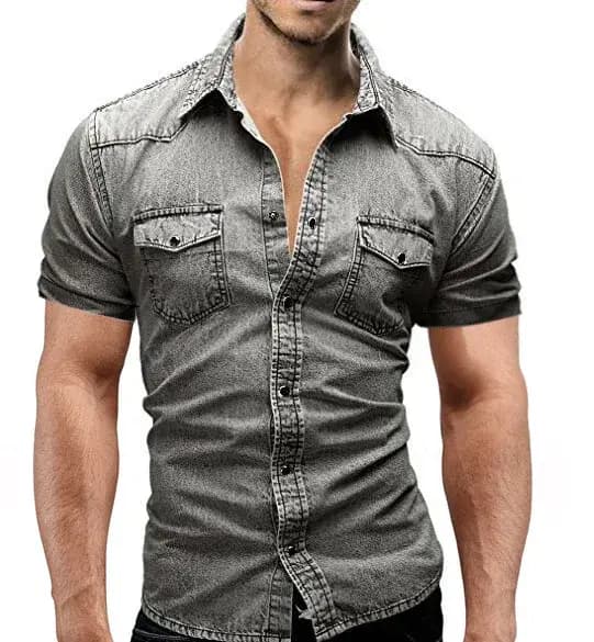 Économie en denim à manches courtes pour hommes, t-shirts en coton doux, jeans minces et légers, vêtements de cow-boy élastiques pour hommes, été