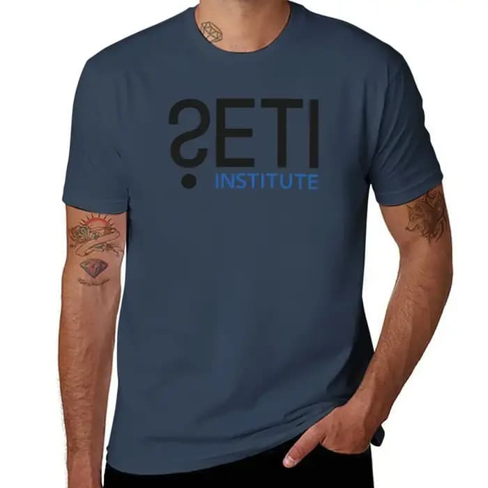 T-shirt avec logo Search For Extraterrestrial Intelligence (SETI), décontracté, en coton doux, à manches courtes