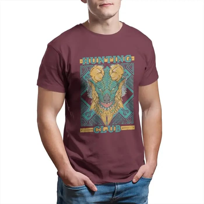 T-Shirt Imprimé Monster Hunter World Hunting Club Jinouga pour Homme