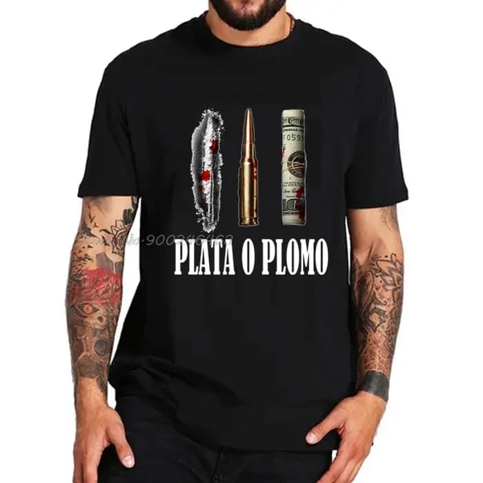 T-shirt pour homme, couleur argent ou plomb, EL Patron