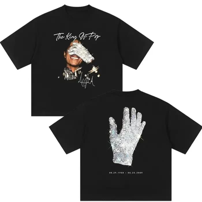 Nouveau T-shirt tendance 2026 Michael Jackson King of Pop Unisexe Gothique Hip Hop Ample Mode Coton