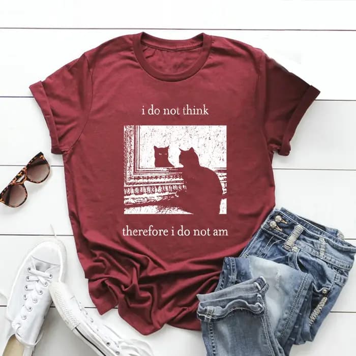 Je ne pense pas là, je ne suis pas T-shirt drôle chat chemise Grunge