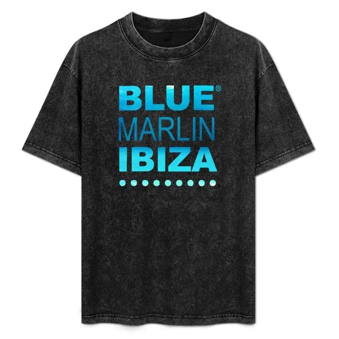 Blue Marlin Ibiza design frais et moderne. T-shirt festif simple