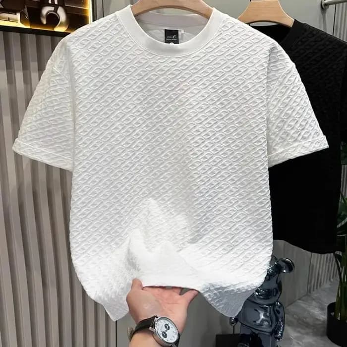 T-shirt d'été pour homme en jacquard texturé à manches courtes