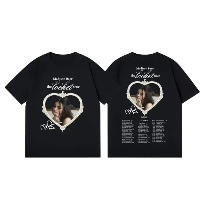 T-shirt Madison Beer The Locket Tour 2026 Merch pour hommes et femmes, mode pop musicale, t-shirt à