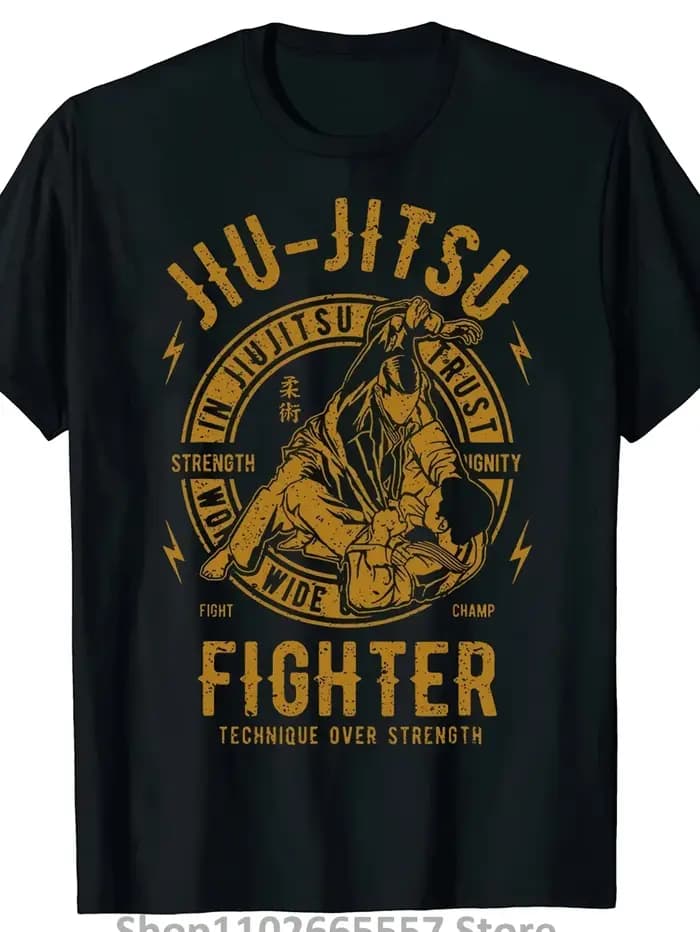 T-shirt graphique de Jiu-Jitsu brésilien pour homme, 100% coton pur, t-shirt décontracté, imprimé av