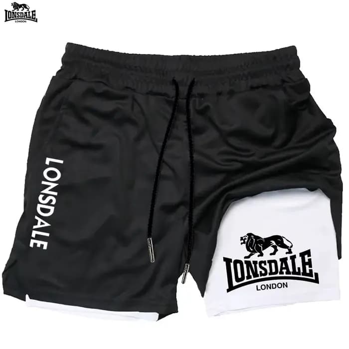 LONSDALE Short de sport double couche deux-en-un pour homme
