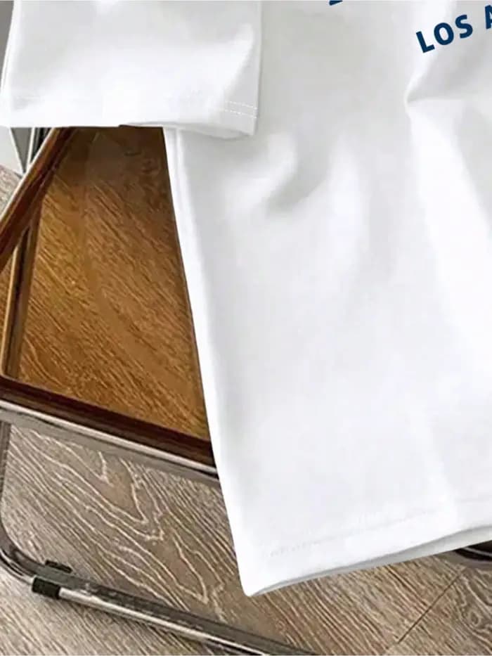 T-shirt décontracté ample blanc à manches courtes imprimé lettres rétro pour femmes grandes tailles américaines