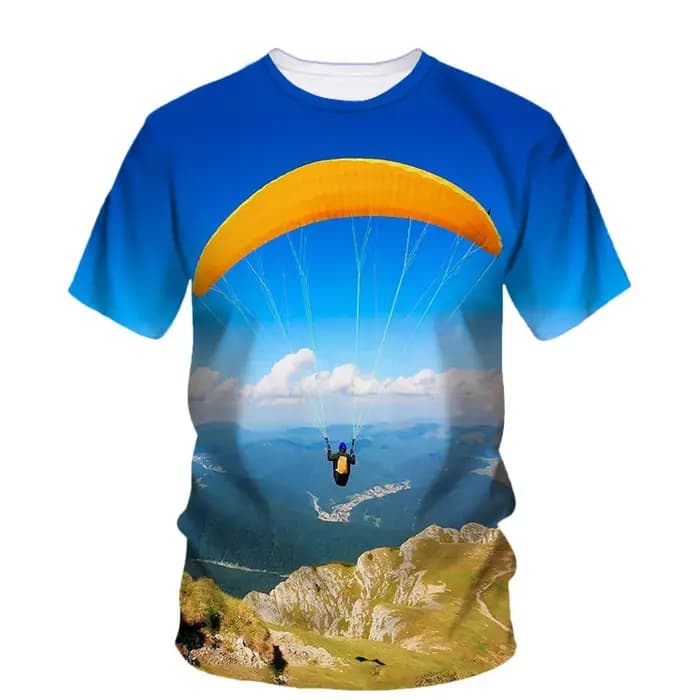 3d imprimé Parachute parapente T-Shirt pour hommes été mode rue t-shirts classique col rond grande taille à manches