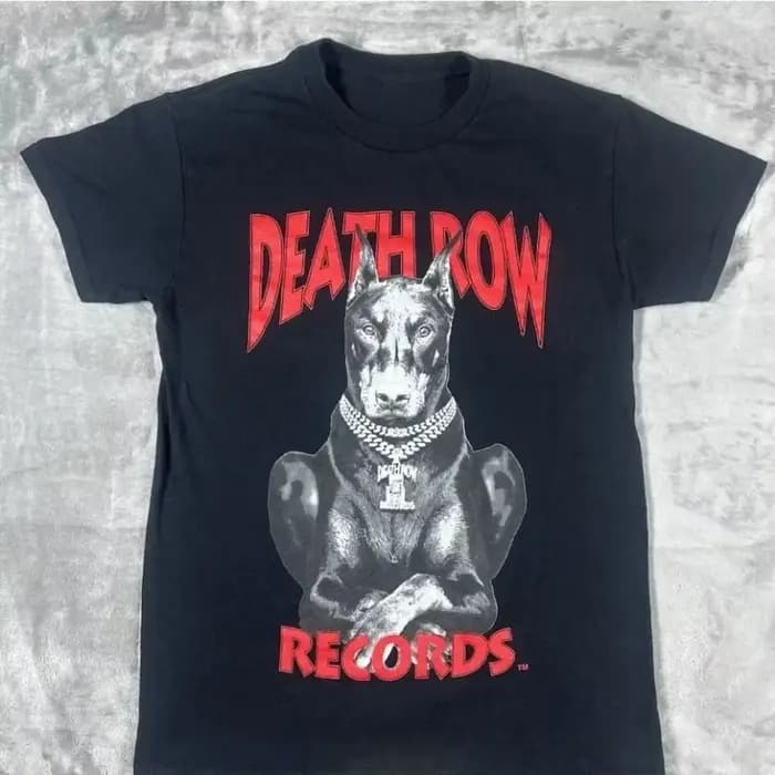 Death Row Records T-shirt graphique pour hommes en coton Hip Hop Streetwear à manches courtes