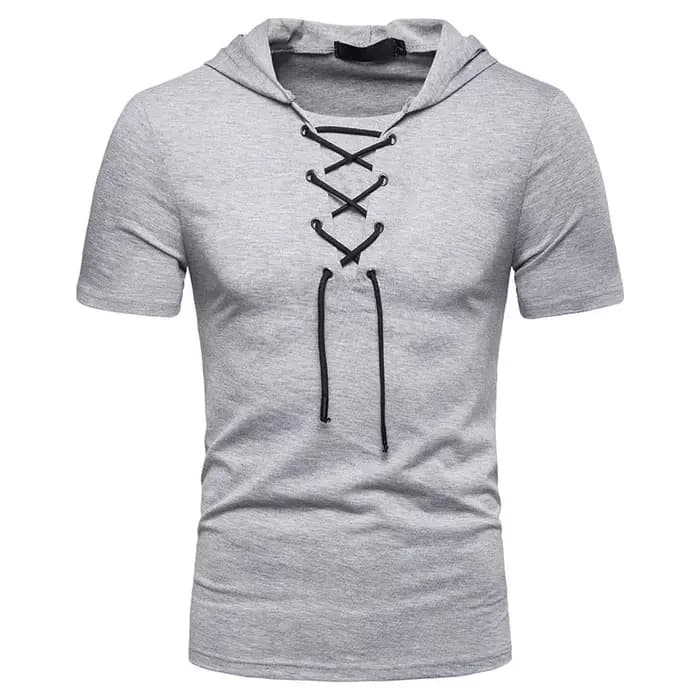 T-shirt à capuche hommes 2025 nouveau manches courtes Streetwear col rond
