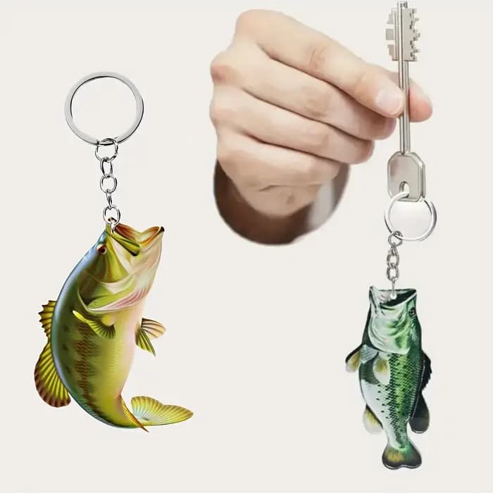 Porte-clés poisson en acrylique 2D pour hommes et femmes