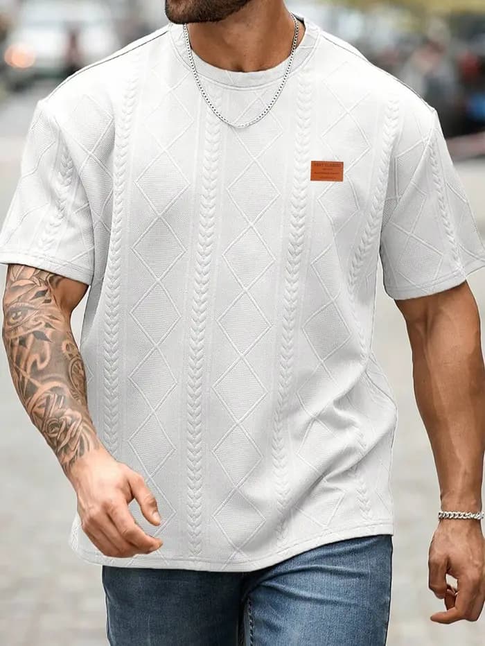 T-shirt jacquard à coupe classique pour homme