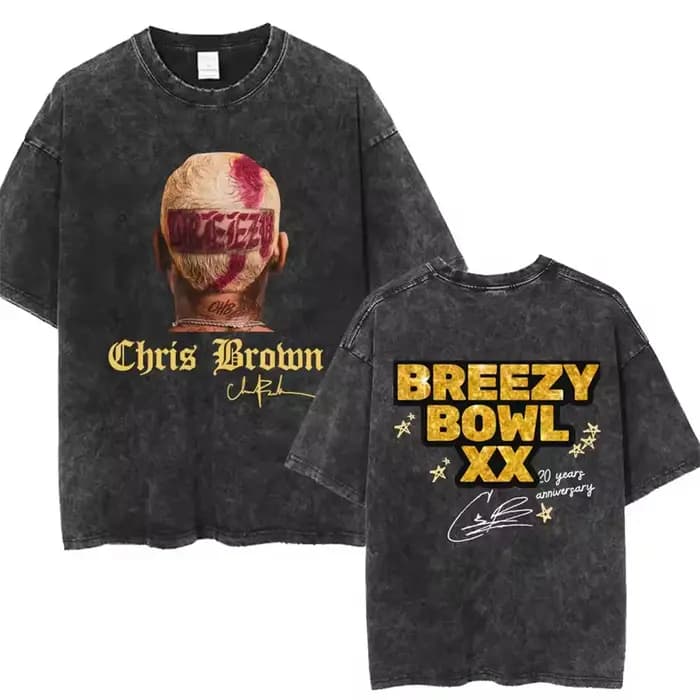Chris Brown Breezy Bowl XX Concert coton t-shirt Tour lavé