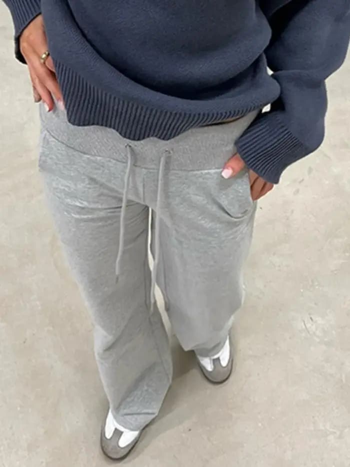 Pantalon droit femmes Streetwear solide Joggers