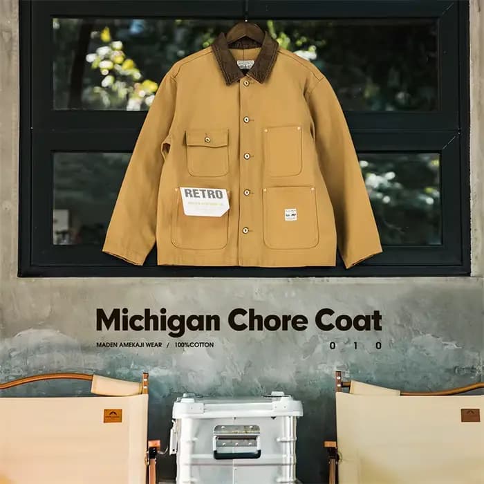 Maden femme Vintage Michigan toile veste classique velours côtelé col à revers avec 4 poches