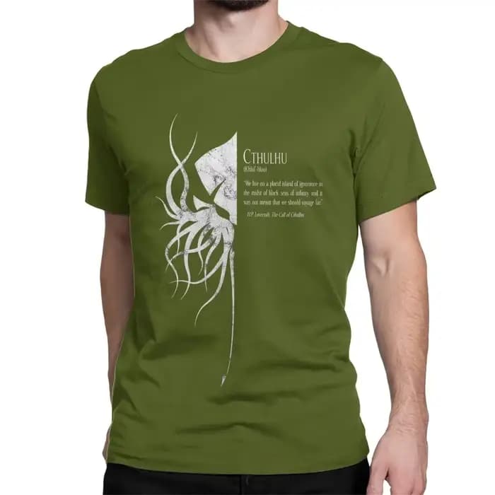 T-shirt manches courtes col rond homme et femme, Cthulhu, mythos, Lovecraft, pur coton, cool