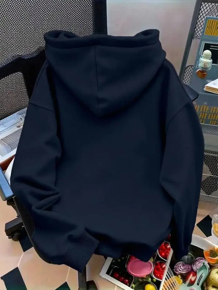 Sweat-shirt à capuche bleu marine avec imprimé nœud