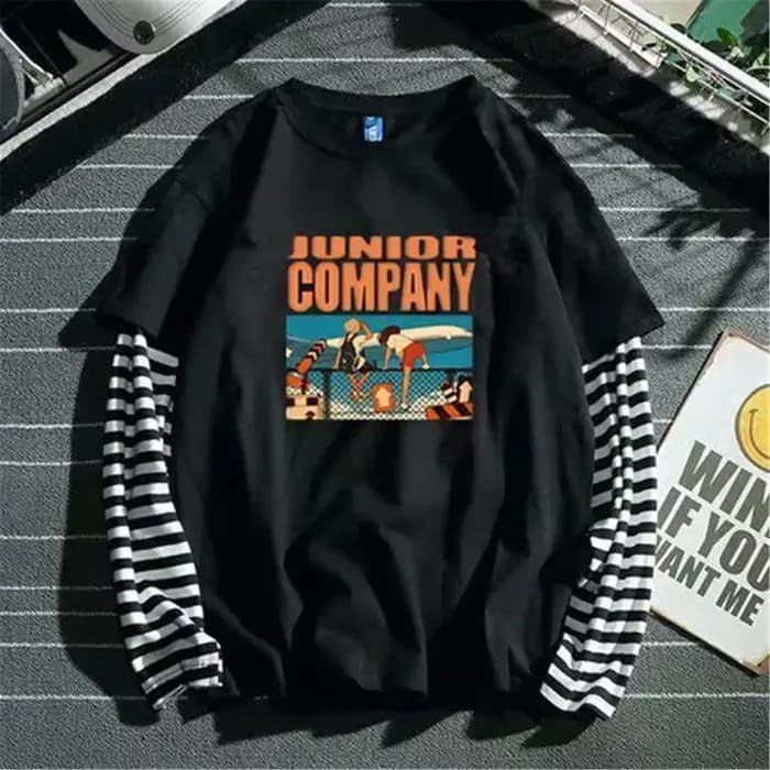 Cool rayé Patchwork T-Shirt hommes automne surdimensionné hauts garçons solide à manches longues