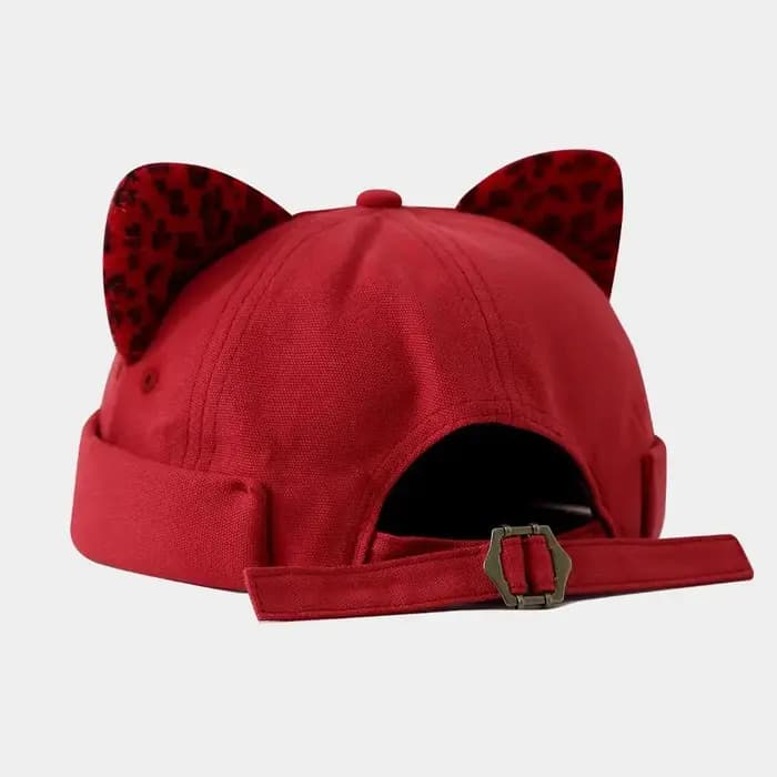 Casquette Docker Unisexe à Oreilles de Chat Imprimé Léopard Hip Hop