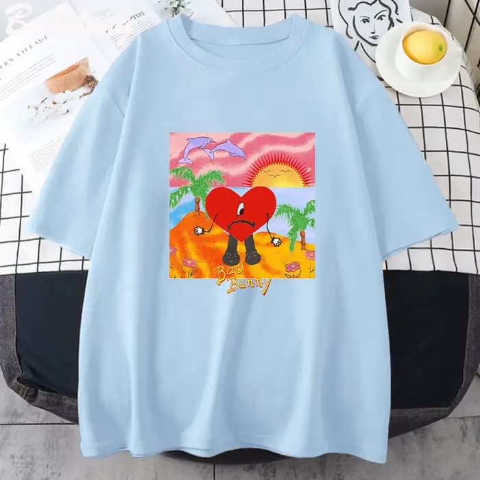 T-shirt à manches courtes Bad Bunny pour hommes et femmes