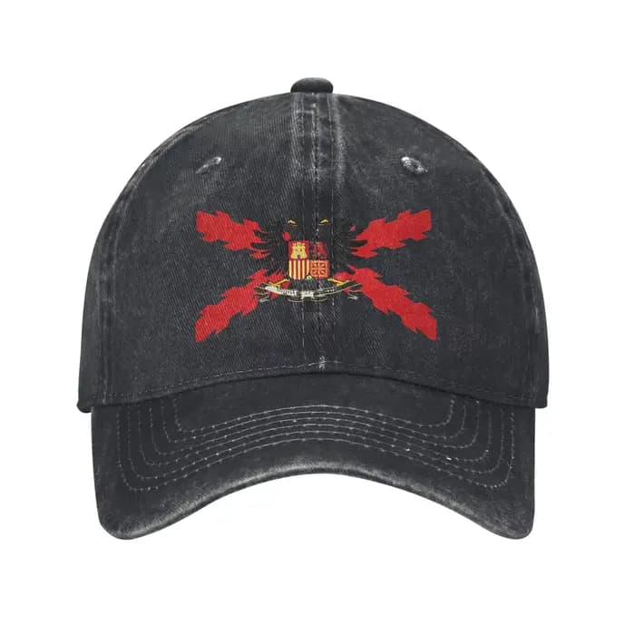 Casquette de baseball bordeaux à croix du drapeau espagnol, effet délavé, imprimé design, style Hip