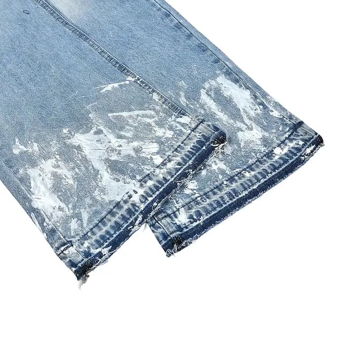 Jean Baggy noir délavé peint à l'encre de rue pour hommes pantalon en Denim droit Vintage ample déco