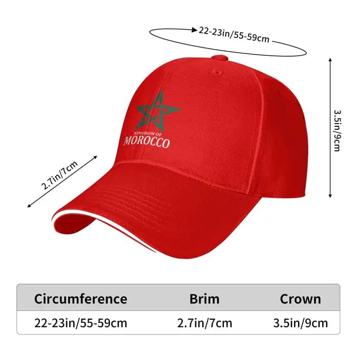 Casquette de baseball décontractée avec drapeau du Royaume du Maroc
