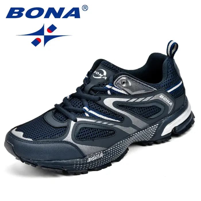 BONA nouveauté Style classique hommes chaussures de course vache fendu maille