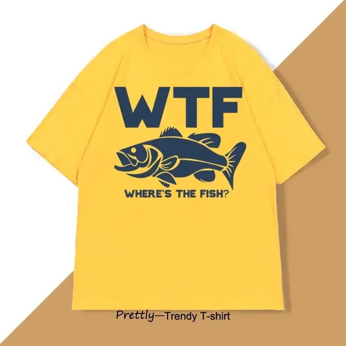 Drôle WTF où est le poisson T-shirt hommes pêche pêcheur