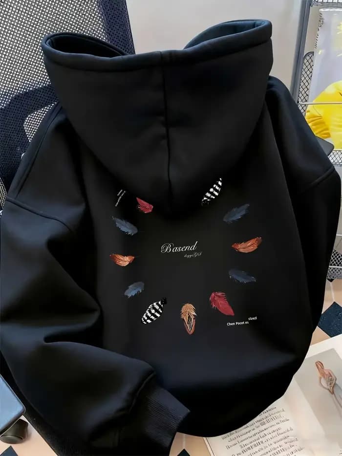Sweat-shirt à capuche épais pour homme, pour l'automne et l'hiver, motifs imprimés, tendance, style