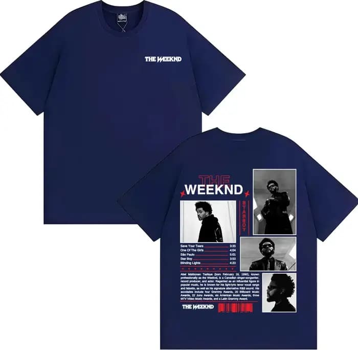 Rappeur The Weeknd Starboy Album couverture T-shirt vêtements pour hommes Harajuku Punk Hip Hop T-shirts homme 100%
